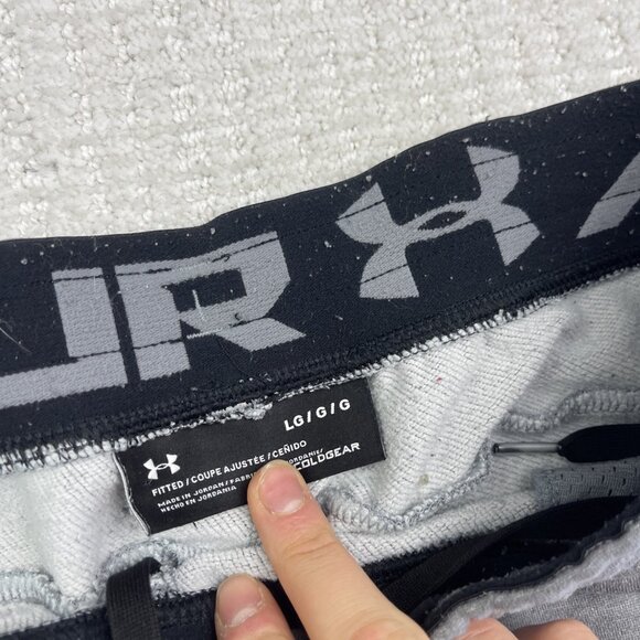 Under Armour Sweatpants Mens L Grey Hockey Coldgear Fitted Fleece Drawstring - Picture 5 of 9